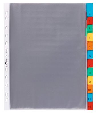 Durable Ordnerregister Hüllenreg tr für A4 12tlg umschweißte Tabe