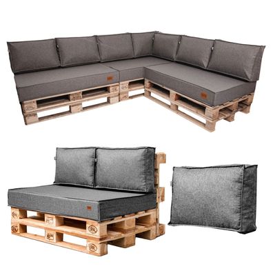 GoldenGroup Palettenkissen Set 3x Sitz + 7x Rücken - wasserdicht & robust 120x80/65