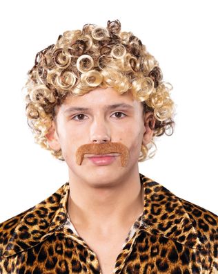 70er Jahre Perücke lockig blond braun Disco Zuhälter Karneval Fasching