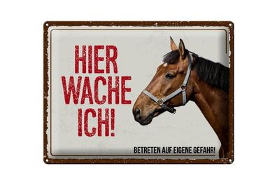 Blechschild Pferd hier wache ich, 4 verschied Größen, Blechschilder Spruch Ponny
