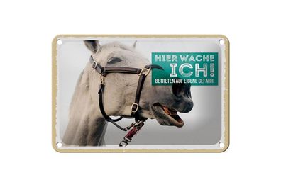 Blechschild Pferd hier wache ich, 4 verschied Größen, Blechschilder Spruch Ponny