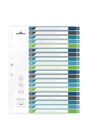 Durable Ordnerregister A4 hoch 20tlg farbige Taben 4005546735139