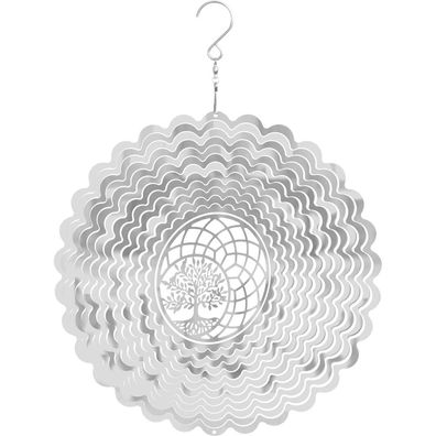 Kinetic Art Metal Hanging Wind Spinner: 3D Tree Of Life