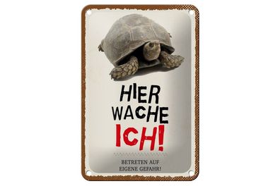 Blechschild Schildkröte hier wache ich, 4 verschied Größen, Blechschilder Spruch