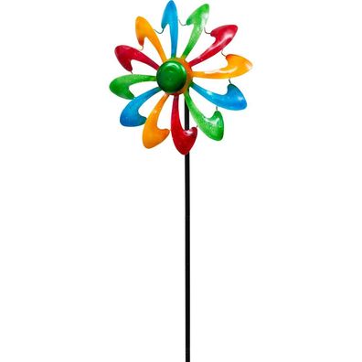 Kinetic Art Metal Wind Spinner: Single Windmill - Multi-Color