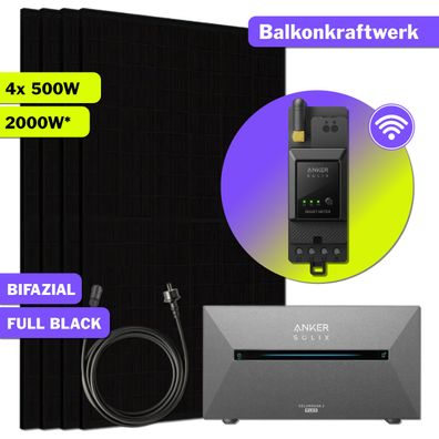 2000W Balkonkraftwerk Anker Solix Balkonspeicher E1600 Pro mit Smart Meter