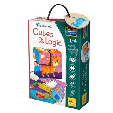 Lisciani Montessori Holz-Würfel - Logic 2 in 1