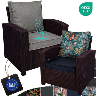GoldenGroup Sitzkissen Set für Rattanmöbel - wasserabweisend 55x60 / 55x50