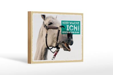 Holzschild Pferd hier wache ich, 4 verschied Größen, Holzschilder Spruch Ponny