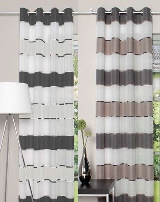 Ösenschal Quer gestreift antrhazit oder braun 140 x 245 cmÖsenvorhang Ösengardine