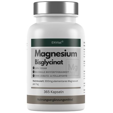 EXVital® Magnesiumbisglycinat, hochdosiert 1365mg pro Tag, vegan