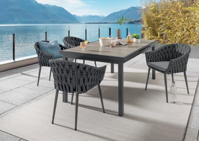 Destiny Sitzgruppe MOLINO IMOLA 4 Sessel + Tisch 165/215x100x75cm ausziehbar