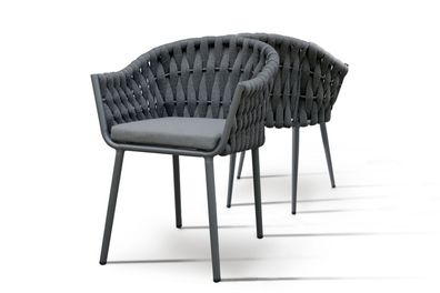 Destiny Sessel MOLINO 2er Set stapelbar, Aluminium + Rope, anthrazit meliert