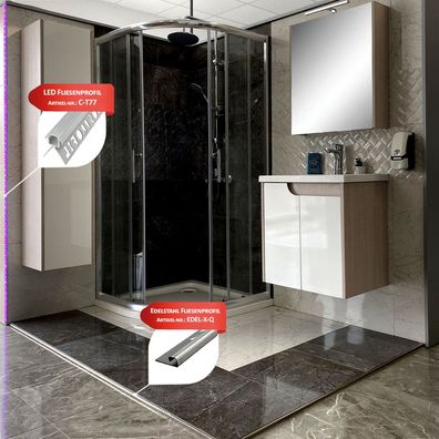 C-T77 LED Alu Fliesenprofil Ecke aussen 12mm silber