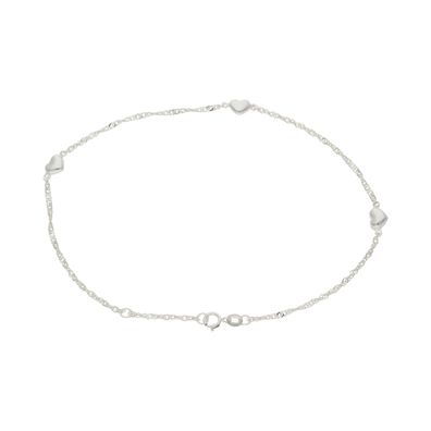 Fußkette Herzen Silber 925 Singapur Muster Breite 1,6 mm JL48-04-0110