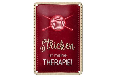 Blechschild Stricken ist meine Therapie, 3 verschied Größen Blechschilder