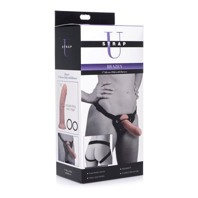 Strap U Brazen Dildo aus Silikon mit Gurtzeug - 20 cm