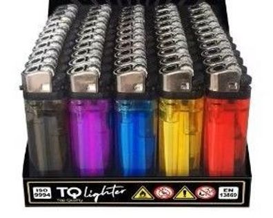 Tobaliq Einwegfreuerzeuge - Transparent - Reibaradfeuerzeuge - 50 Stück