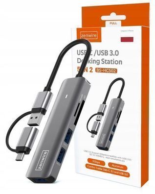 USB-C HUB 7W1 3x USB 3.0 SD Kartenleser TF COMBO Zenwire BS-HC502