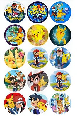 Pokemon Essbar Pikachu Pokeball 12 Muffin Zuckermasse Tortenbild Tortenaufleger