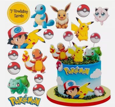 Pokemon Essbar Pikachu Pokeball Tortenaufleger Torte Geburstag Zuckermasse + NAME p02