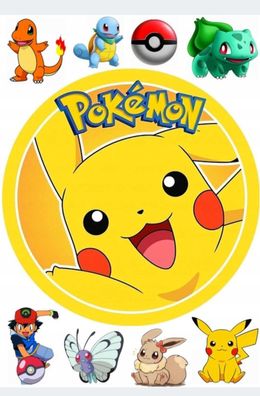 Pokemon Essbar Pikachu Pokeball Zuckermasse Tortenbild Tortenaufleger + 4 Muffin p11