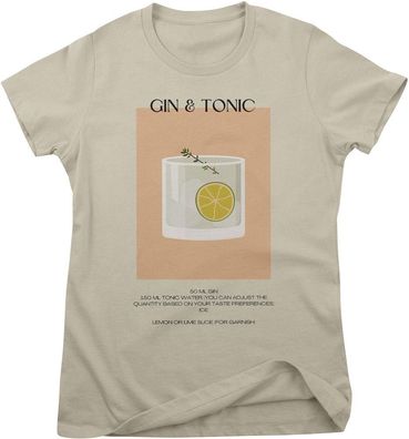 Hybris Damen T-Shirt Gin &amp; Tonic Coctail Recipe Girly Tee HY-5-BC011
