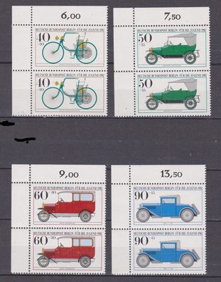 Berlin 1982 postfrisch senkrecht Paar Ecke oben links MiNr. 660-663 Kraftfahrzeuge