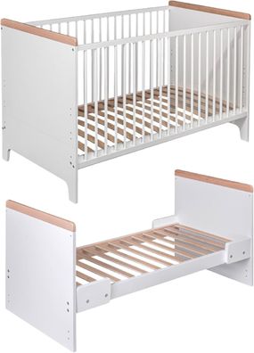 Best For Kids - 2in1 Babybett Timo , Mitwachsendes Kinderbett & Juniorbett , Modernes