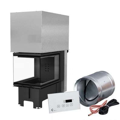 Intelligenter Kamineinsatz KRATKI NBU 500/700 11 kW Ø 200 mit Schiebetür schwarz Ver