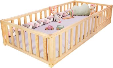 Best For Kids - Montessori Natur-Kinderbett mit Rausfallschutz | Stabil & Stylisch