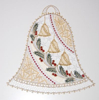 Plauener Spitze Fensterbild Weihnachten Fensterdekoration Glocke Glöckchen 24 cm