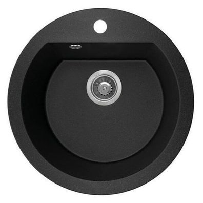 Granitspüle Einzelbecken DAFNE 51x51 Schwarz | Siphon im SET!