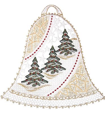 Plauener Spitze Fensterbild Weihnachten Fensterdekoration Glocke Tannen 24 cm