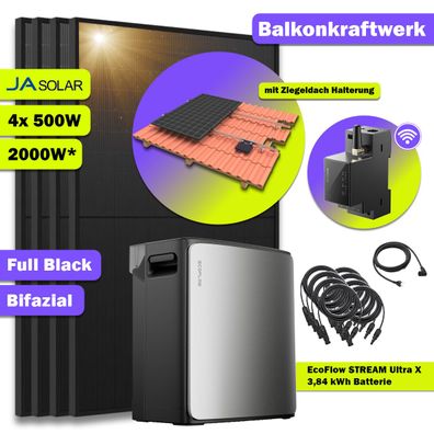 EcoFlow STREAM Ultra X 3840 Wh 2000W Balkonkraftwerk Komplettset inkl. Ziegel