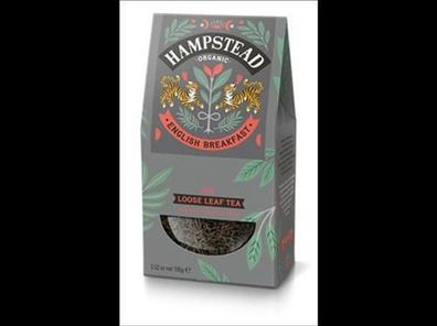 Hampstead Tea 6x Organic English Breakfat Leaf Tea Pouch 100g