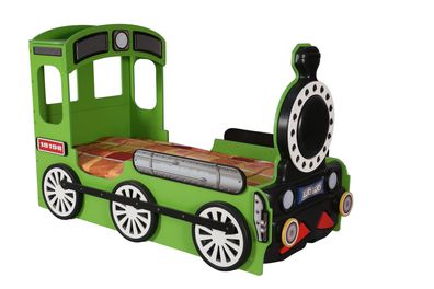 Lokomotive Kinderbett mit Matratze &amp; Rost in 4 Farben