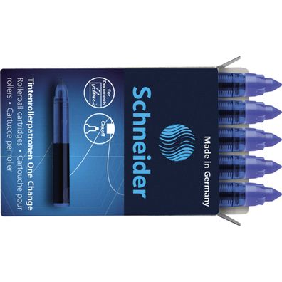 Schneider Tintenpatronen Rollerpatronen One Change Blau 5er