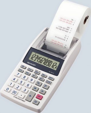Sharp Druckender Tischrechner EL-1611V weiß, Batteriebetrieb