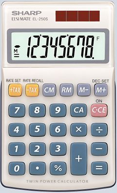 Sharp Taschenrechner EL-250S grau, Display angewinkelt,8 Stellen