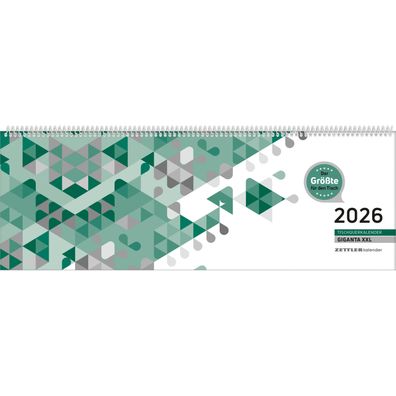 2026 Zettler Tischquerkalender „GIGANTA XXL“ 1W/2S schwarz/grün
