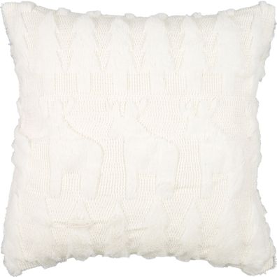 Kissenbezug Weihnachten Plüsch 40 x 40 Kissenhülle Kissen Gestrickt Rentier Weiß
