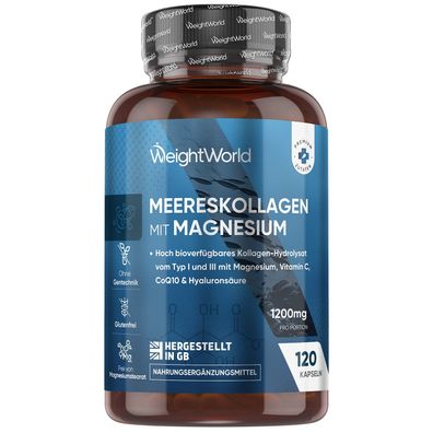 WeightWorld Meeres Kollagen Kapseln - Mit Magnesium, Zink - 120 Kapseln