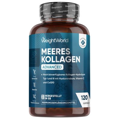 Kollagen Komplex - 1200mg Meereskollagen Hydrolysat - Mit Hyaluron, CoQ10, Vitamin C