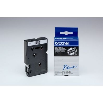 Original Brother TC-395 Schriftband weiß auf schwarz 9mm x 77m