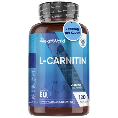 WeightWorld L Carnitin - 2000mg pro Portion - 120 vegane Kapseln