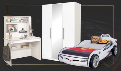 Cilek Racecup Autobett Kinderzimmer (weiss), 4-tlg