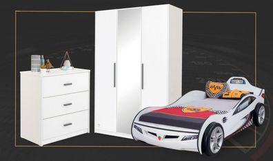 Cilek Racecup Autobett Kinderzimmer (weiss), 3-tlg