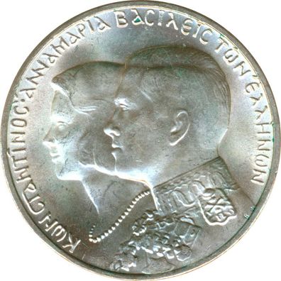 Griechenland 30 Drachmen 1964 Königliche Hochzeit Silber*
