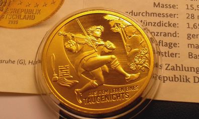 100 euro 2025 Eichendorff Aus dem Leben eines Taugenichts 1/2 Unze Gold Präge A